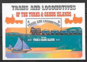 sellos colección trenes Turkcs Caicos Islas 1983