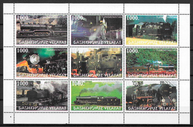 filatelia coleccion trenes Turmenistan