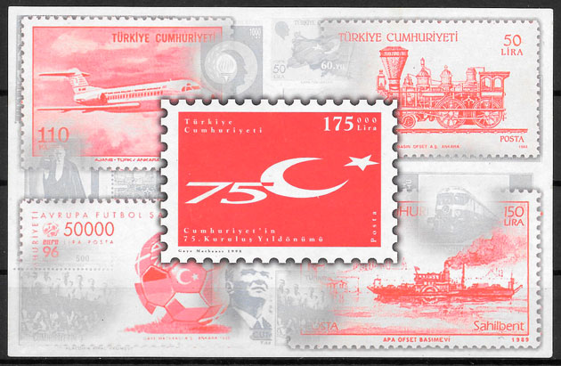 sellos trenes Turquia 1998
