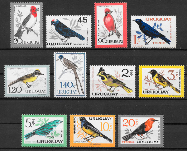 filatelia colección fauna Uruguay 1962