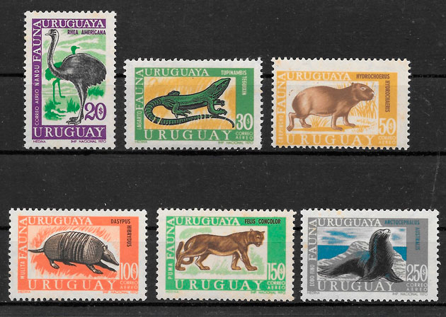 sellos fauna Uruguay 1970