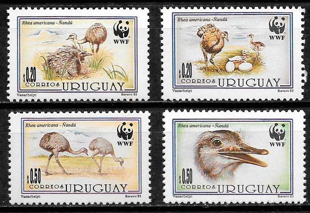 coleccion sellos fauna wwf Urugay 1993