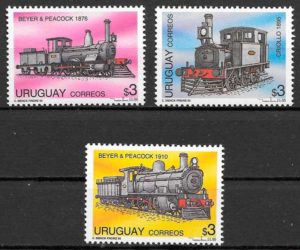 sellos trenes Uruguay 1995