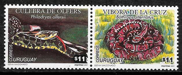 sellos fauana Uruguay 2001