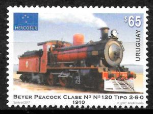coleccion sellos trenes Uruguay 2017