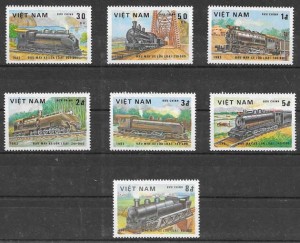 sellos colección trenes Viet Nam 1983