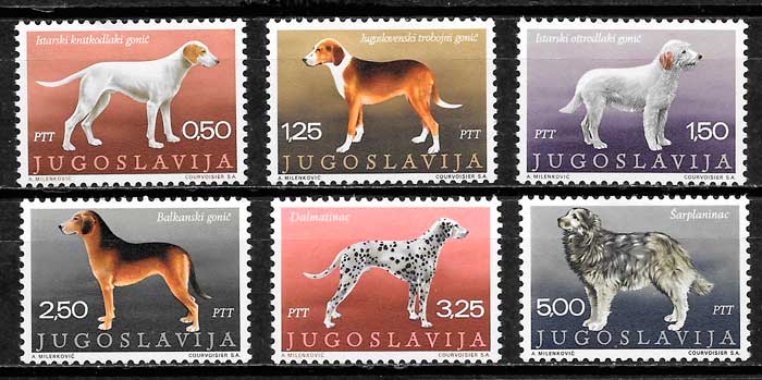 filatelia coleccion perros Yugoslavia 1970