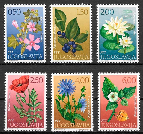 sellos flores Yugoslavia 1971