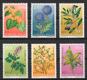 sellos flores Yugoslavia 1973