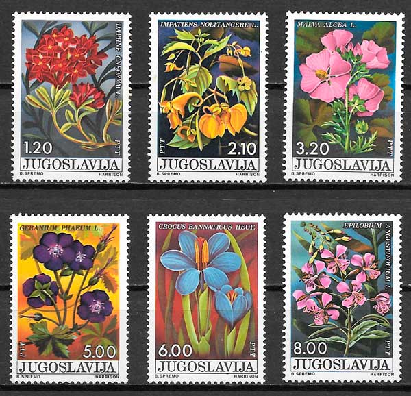 sellos flora Yugoslavia 1975