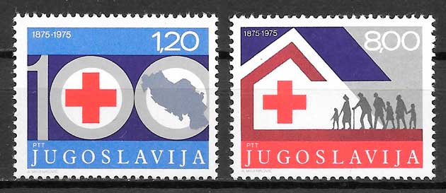 filatelia coleccion Cruz Roja Yugoslavia 1975