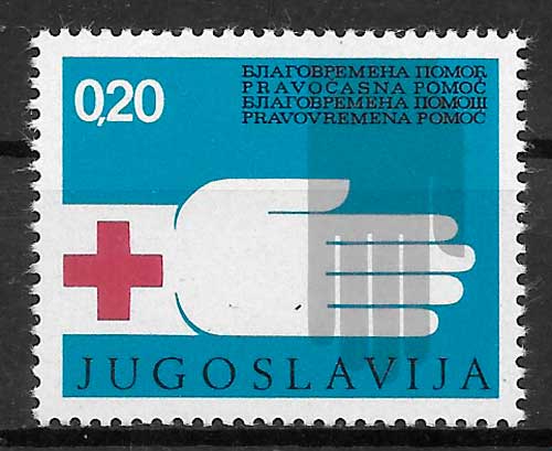 sellos Cruz Roja Yugoslavia 1975
