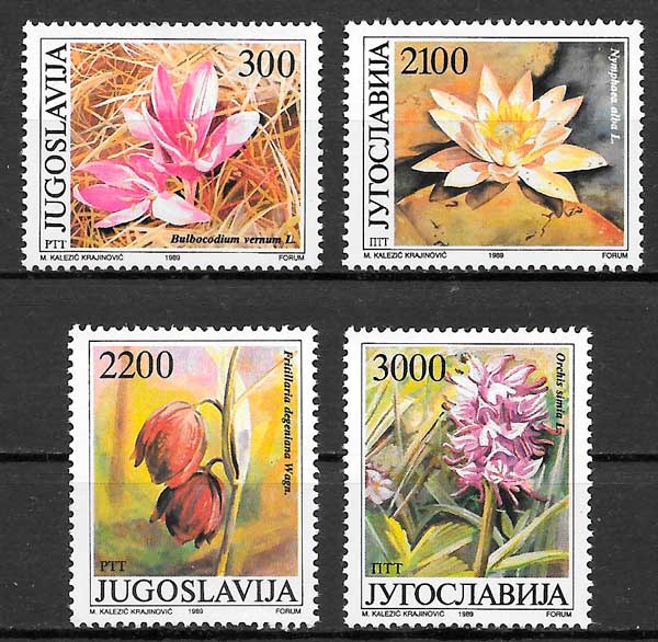 filatelia coleccion flora Yugoslavia 1989