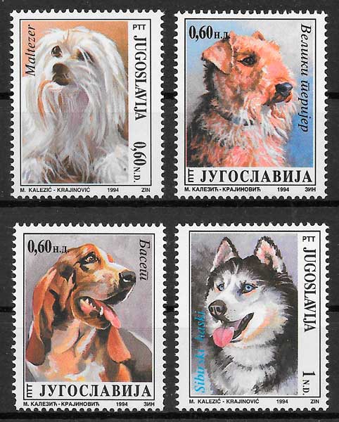coleccion sellos perros Yugoslavia 1994