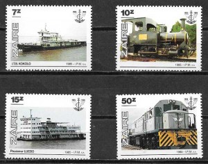filatelia colección trenes Zaire 1985