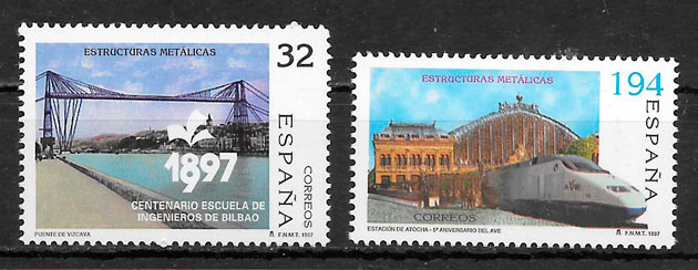 coleccion sellos Espana trenes 1997