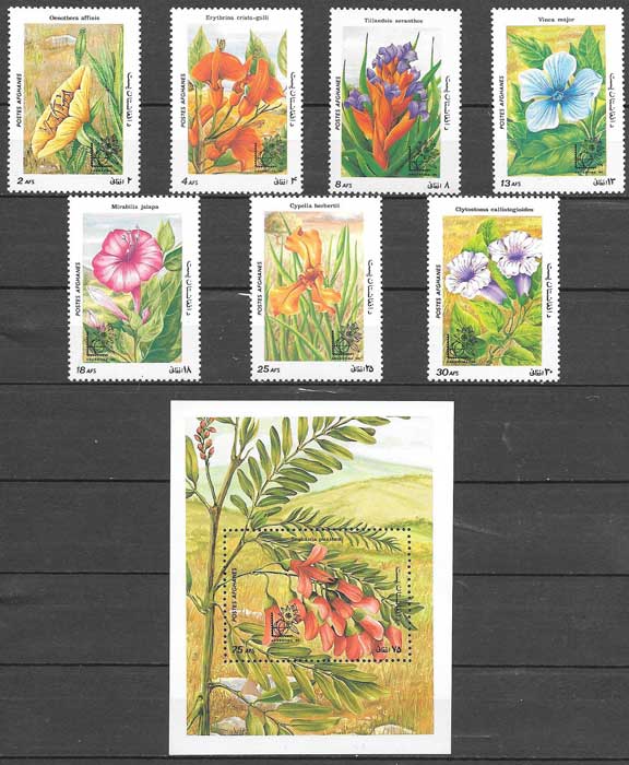sellos flora Afganistan 1985