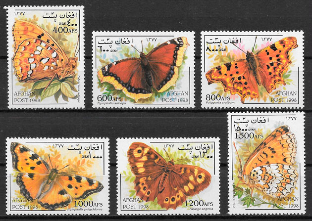 sellos mariposas Afganistan 1998