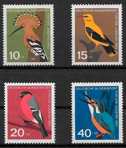 sellos colección fauna Añlemania 1963