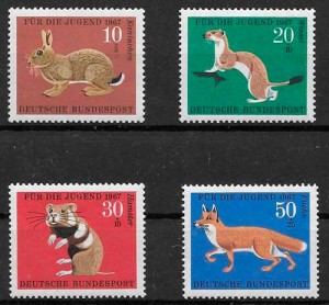 filatelia colección 1967 fauna Alemania