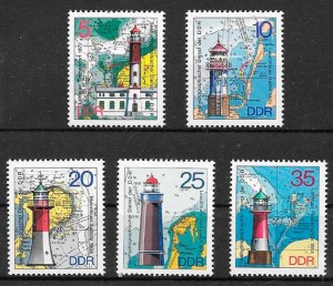 sellos faros Alemania DDR 1975