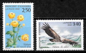 filatelia fauna y flora Andorra Francesa 1992