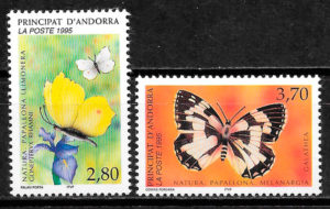filatelia mariposas Andorra Francesa 1995