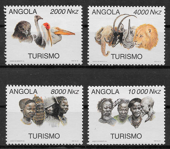 filatelia colección fauna Angola 1994
