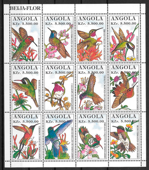 filatelia colección fauna Angola 1996