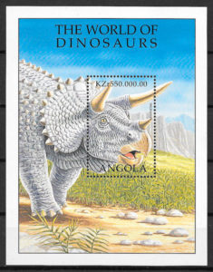 filatelia colección animales prehistóricos Angola 1998