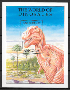 filatelia colección animales prehistóricos Angola 1998