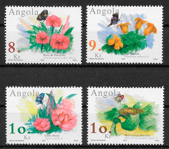 colección sellos flora Angola 2001