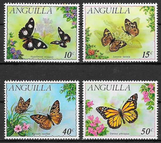 sellos mariposas Anguila 1971