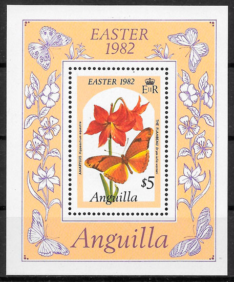 selos mariposas Anguila 1982