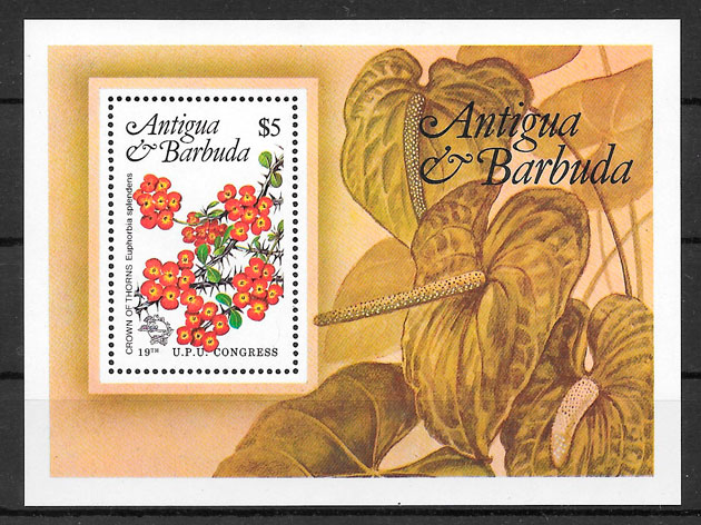 filatelia colección flora Antigua 1984