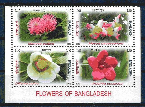 filatelia colección flora Bangladesh 2013