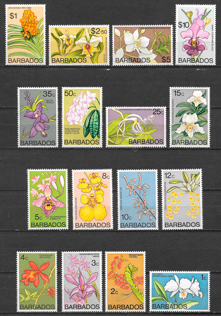 sellos flores Barbados 1974