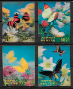 filatelia mariposas Bhutan 1968