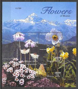 colección sellos flora Bhutan 2002