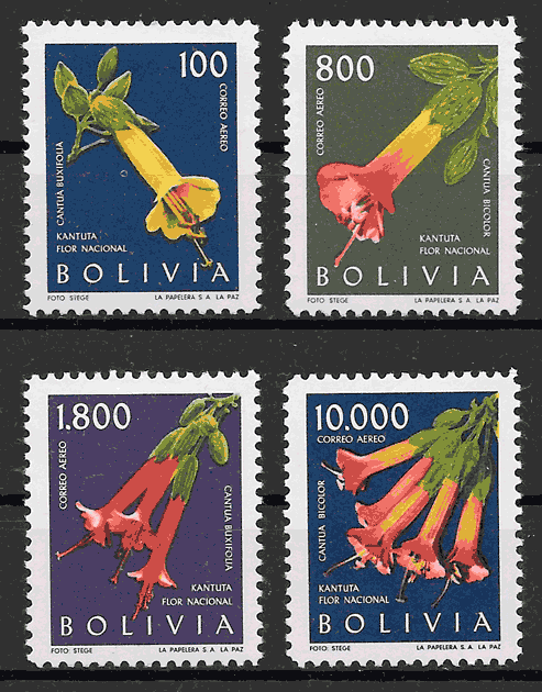 sellos flora Bolivia 1962