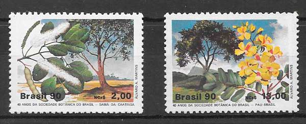 filatelia colección flora Brasil 1990