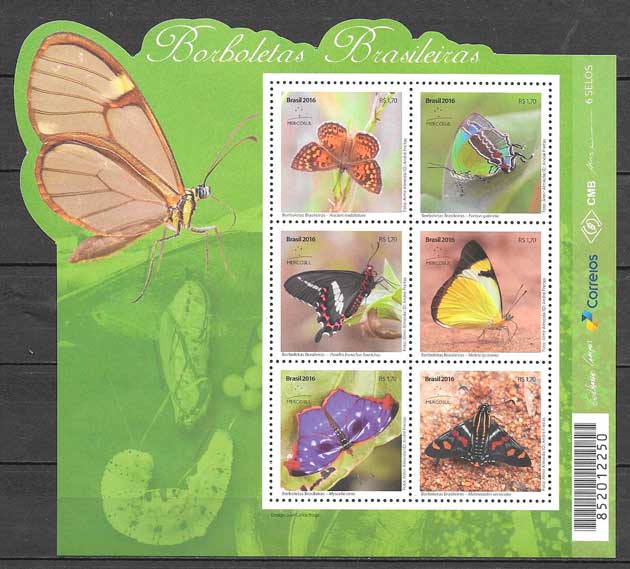 colección sellos mariposas 2016 Brasil