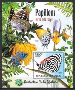 filatelia colección mariposas Burundi 2012