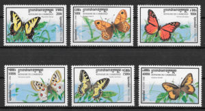 colección sellos mariposas Camboya 1998
