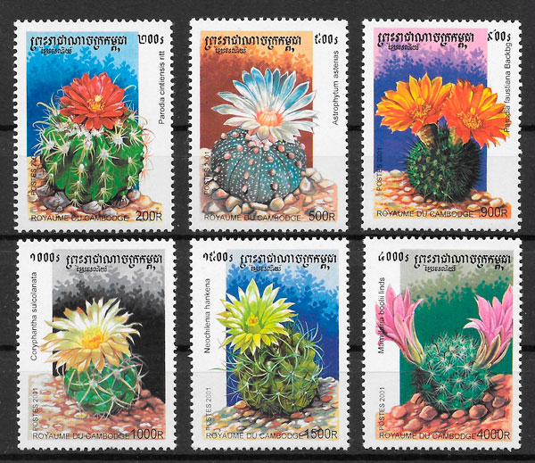 colección sellos flora Camboya 2001