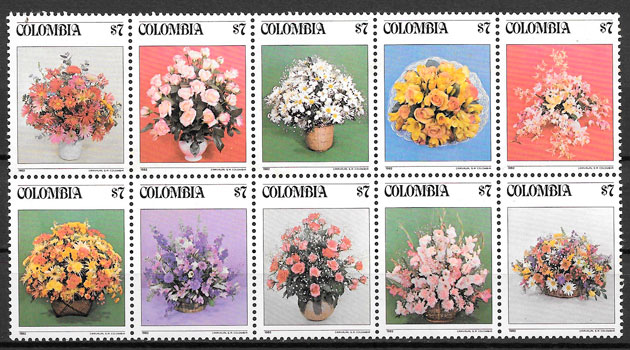 filatelia colección flora Colombia 1982