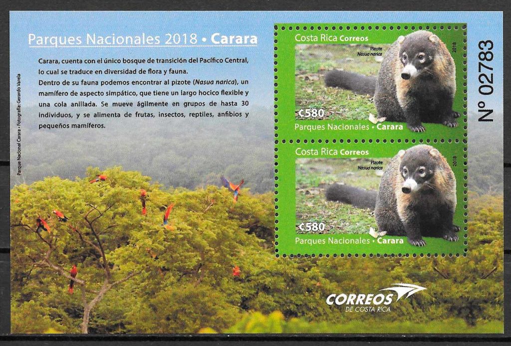 coleccion sellos parques naturales Costa Rica 2018