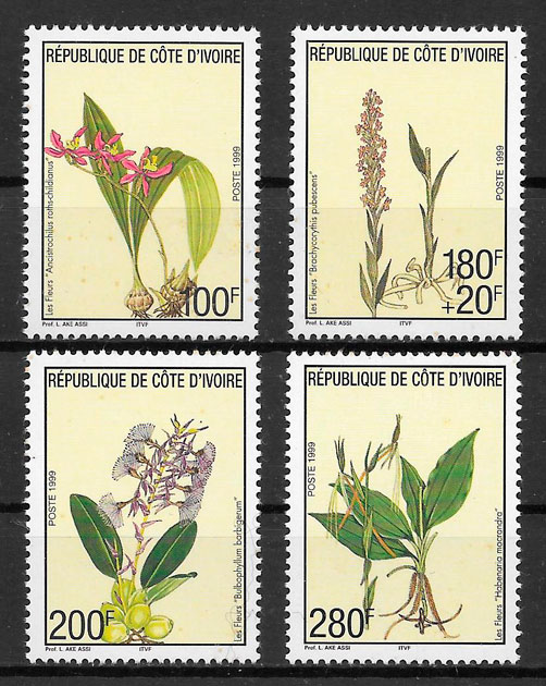 filatelia coleccion flora Cote de Ivori 1999