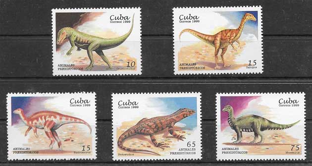 Filatelia sellos fauna prehistórica Cuba 1999