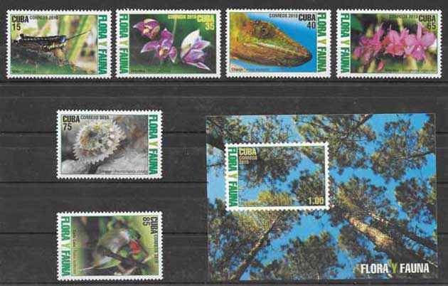 Colección sellos fauna y flora cubana